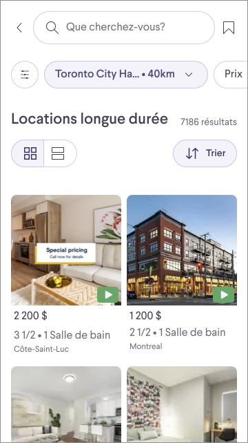 exemple de visualisation des annonces avec vidéos